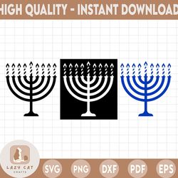 Menorah Candle SVG, menorah silhouette svg, menorah cut file, Hanukkah svg, Digital Download, menorah dxf, pdf, png, eps
