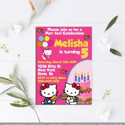 hello kitty invitation, hello kitty birthday invitation, hello kitty birthday party invitation, hello kitty invites