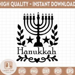 hanukkah svg, hanukkah with leaves, hanukkah clip art, menorah svg, hanukkah cut files, light svg, clipart, svg, dxf