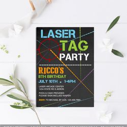 Laser Tag Invitation, Laser Tag Invites, Laser Tag Birthday Invitation, Laser Tag Birthday Party Invitation, Laser Tag