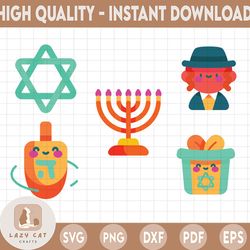 hanukkah svg, clip art hanukkah, holidays doodle vector icons,jew festival clipart. menorah set illustration artwork