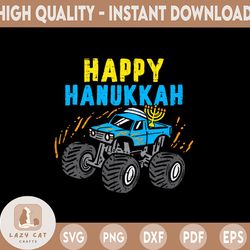 happy hanukkah monster truck png, monster truck png, hanukkah party png, boys kid gift, menorah jewish sublimation