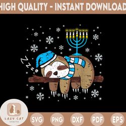 sleeping sloth menorah hanukkah png, chanukah animal jewish png, funny sloth hanukkah png, cute kids hanukkah png sloth