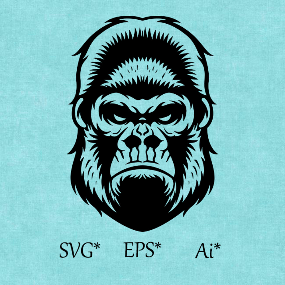 Gorilla SVG Gorilla Head Monkey Majestic Gorilla Evil gorilla Cool Gorilla Digital SVG EPS AI