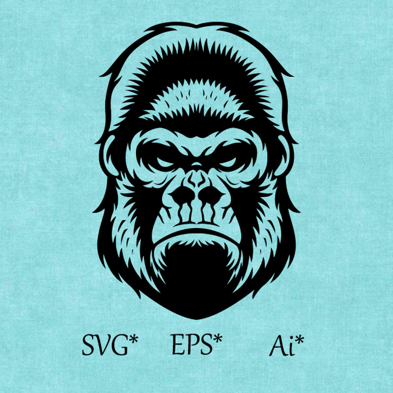Gorilla SVG Gorilla Head Monkey Majestic Gorilla Evil gorilla Cool Gorilla Digital SVG EPS AI