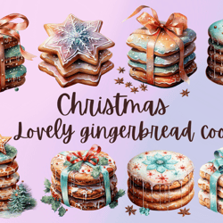 Christmas gingerbread cookie, Lovely gingerbread, PNG Clipart, Sublimation, Festive treats, Holiday-themed,