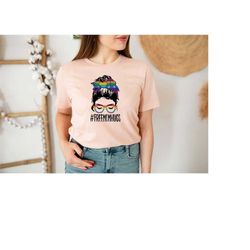 free mom hugs shirt,lgbtq gay pride flag ally supportive caring moms shirt,messy bun glasses shirt,gift for mom,lgbtq pa