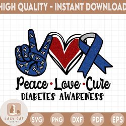 peace love cure png sublimation digital download diabetes awareness png peace love cure diabetes awareness cure png