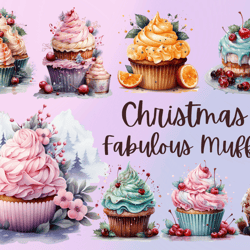 Christmas muffins, Fabulous muffins, Muffin clipart, PNG clipart, Sublimation designs, Christmas clipart, Festive baking