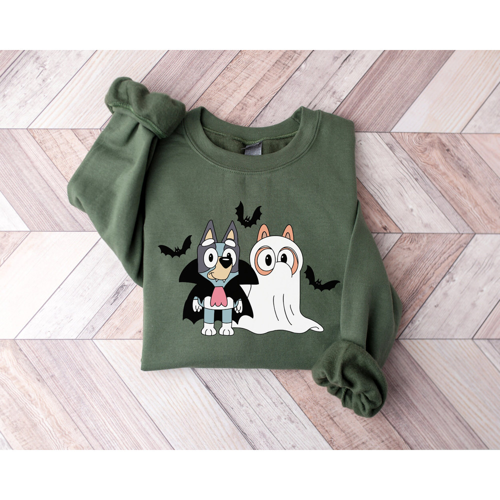 Bluey And Bingo Funny Halloween Spooky Season Sweatshirt, Bluey Family Scary Kids Halloween Trick or Treat T-Shirt, Spooky Vibes Fall Shirts - 2.jpg