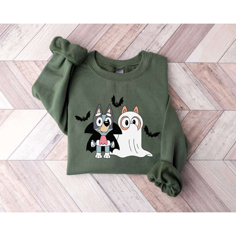 Bluey And Bingo Funny Halloween Spooky Season Sweatshirt, Bluey Family Scary Kids Halloween Trick or Treat T-Shirt, Spooky Vibes Fall Shirts - 2.jpg