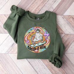 creep it real spooky season sweatshirt, happy halloween cute ghost pumpkin t-shirt, cute fall autumn