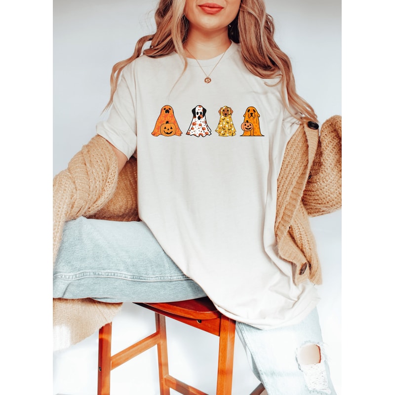 Cute Ghost Dogs Trick Or Treat Happy Halloween Sweatshirt, Spooky Season Dog Mom Dog Lover Shirts, Autumn Fall Vintage Retro Halloween Gift - 1.jpg