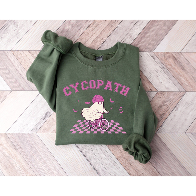 Cycopath Cute Ghost Cycling Retro Halloween, Spooky Season Ghosts Bicycle Autumn Fall Shirt, Cute Cycopath Spooky Vibes Scary Halloween Tee - 1.jpg