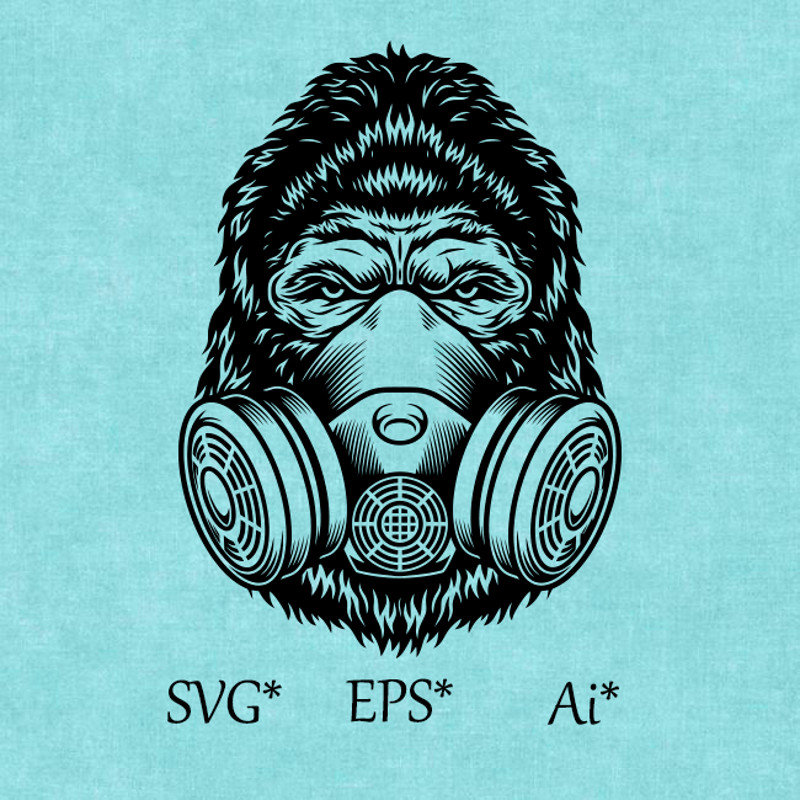 Gorilla Head SVG Monkey Gorilla In Gas Mask Angry Gorilla Cool Gorilla Digital SVG EPS AI