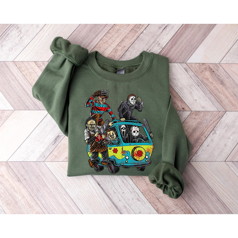 Horror Movie Characters Spooky Bus Halloween Sweatshirt, Spooky Season Scary Halloween Autumn Fall T-Shirt, Bus Driver Serial Killers Shirts - 4.jpg
