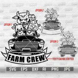 farm crew svg | farm animal on truck clipart | farming life gifts cut file | cow goat sheep chicken duck stencil | farme