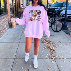 my dog is my boo halloween cute dog sweatshirt, dog mom cute fall t-shirt, dog mama dog lover shirts