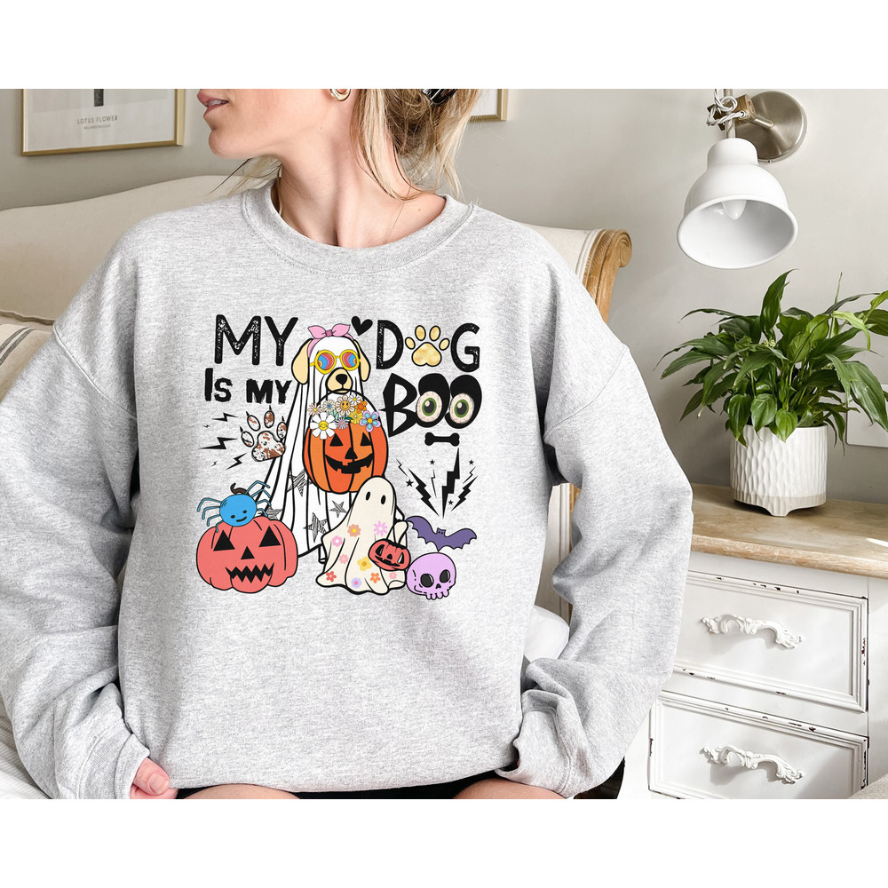 My Dog Is My Boo Halloween Cute Dog Sweatshirt, Dog Mom Cute Fall T-Shirt, Dog Mama Dog Lover Shirts, Dog Lover Gifts, Spooky Halloween Tee - 3.jpg