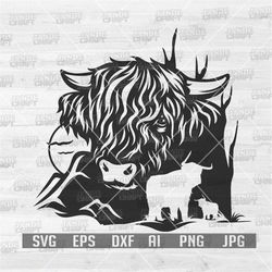 highland cow svg | highland stencil svg | animal svg | farm animal svg | highland cow clipart | highland cow cutfile | f