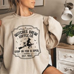 premium witches brew coffee hocus pocus halloween sweatshirt, spooky season witchy autumn fall cloth