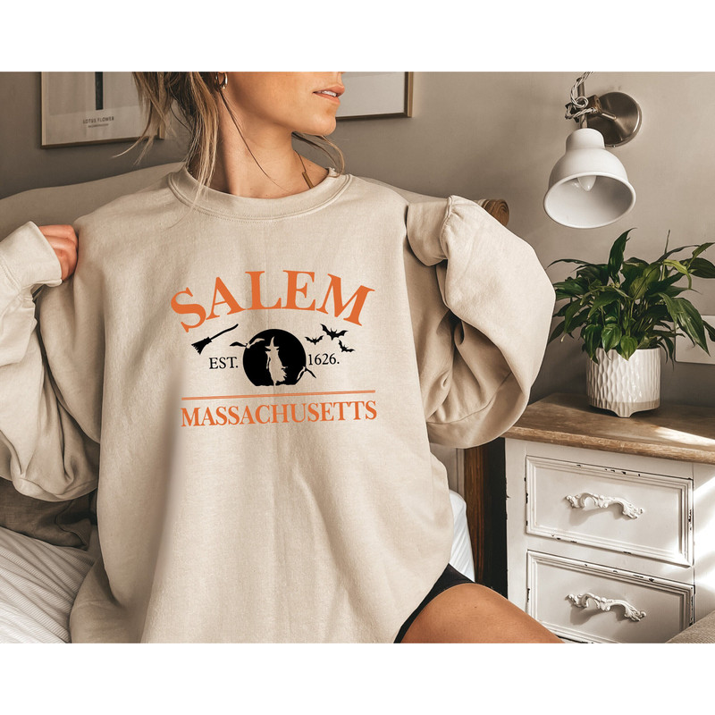 Salem Massachusetts Witch Retro Halloween Sweatshirt, Spooky Season Hocus Pocus Witch Sisters T-Shirt, Salem Witches Spooky Vibes Tee - 2.jpg