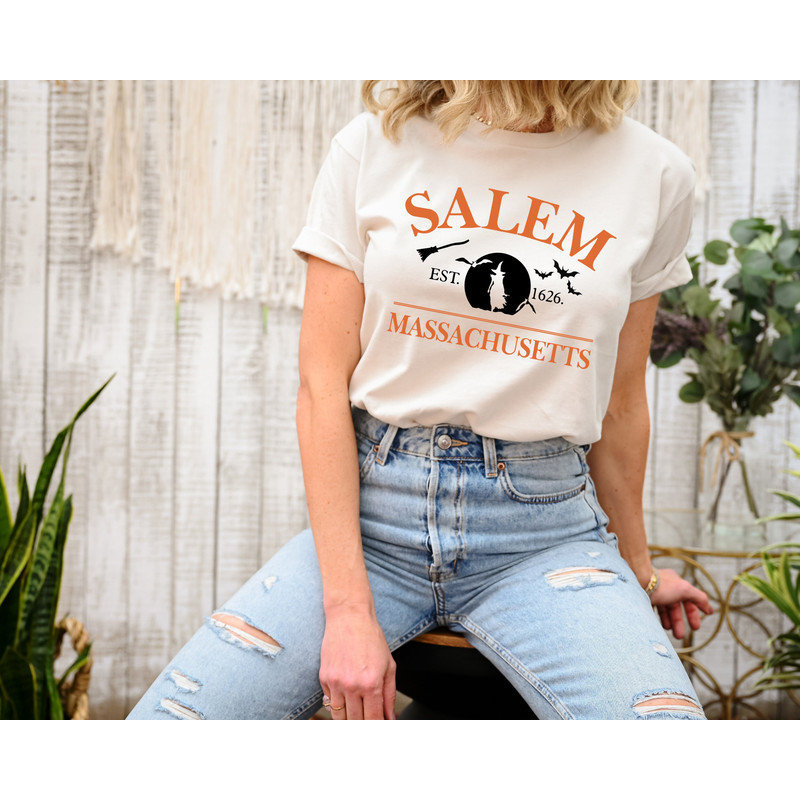 Salem Massachusetts Witch Retro Halloween Sweatshirt, Spooky Season Hocus Pocus Witch Sisters T-Shirt, Salem Witches Spooky Vibes Tee - 4.jpg