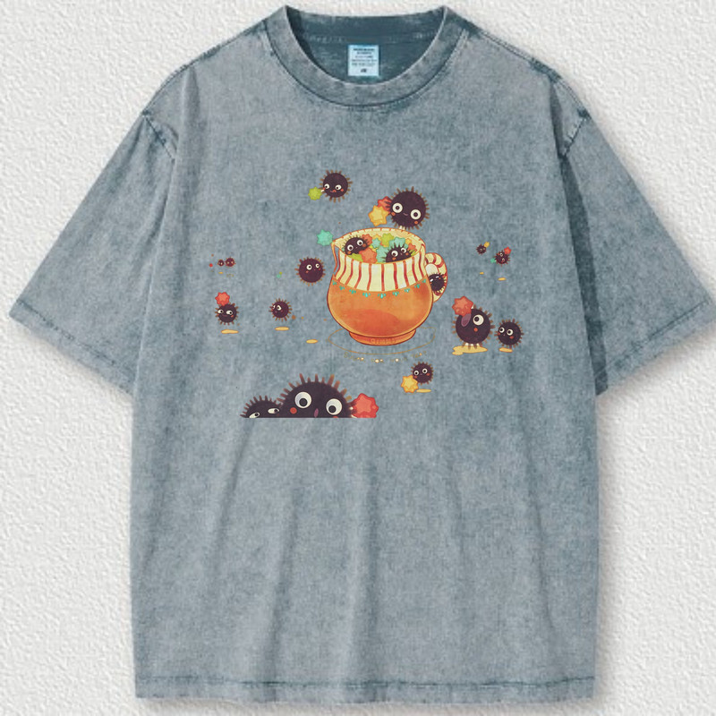 Soot Sprite Sweatshirt, Y2K Washed Acid Studio Ghibli Shirt Spirited Away Bleached Shirt, Calcifer Hoodie, Howls Moving Castle, Totoro Shirt - 3.jpg