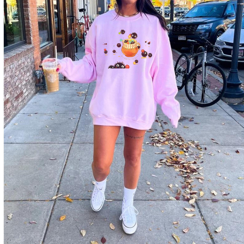 Soot Sprite Sweatshirt, Y2K Washed Acid Studio Ghibli Shirt Spirited Away Bleached Shirt, Calcifer Hoodie, Howls Moving Castle, Totoro Shirt - 4.jpg