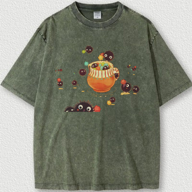 Soot Sprite Sweatshirt, Y2K Washed Acid Studio Ghibli Shirt Spirited Away Bleached Shirt, Calcifer Hoodie, Howls Moving Castle, Totoro Shirt - 7.jpg