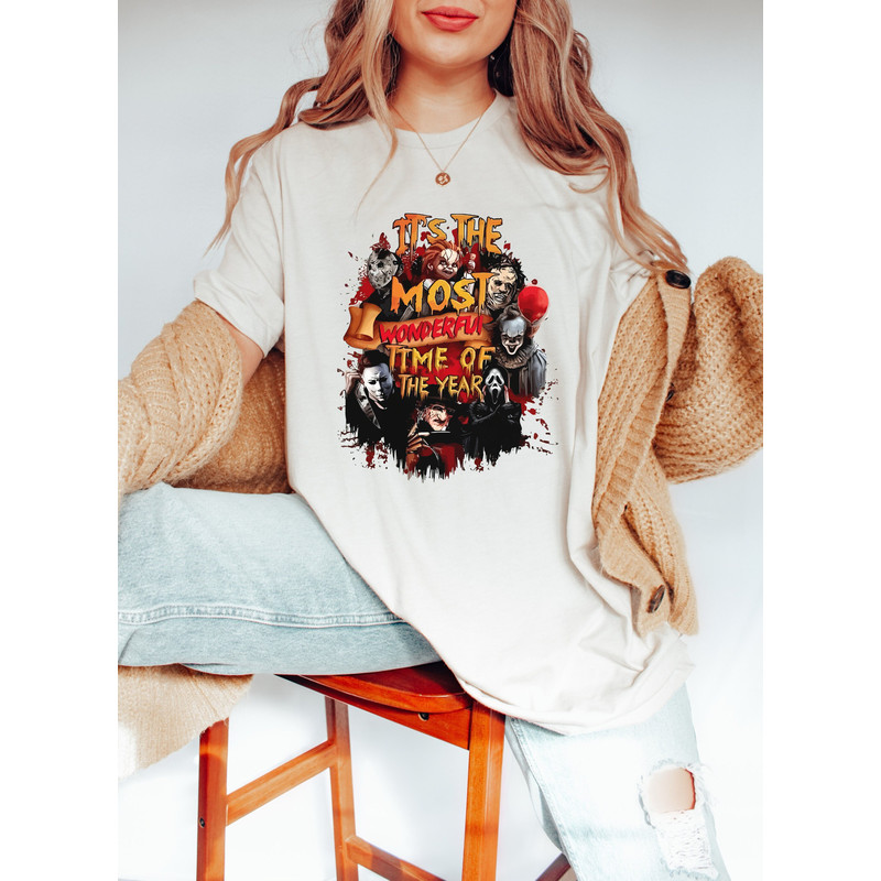 Spooky Skeleton The Most Wonderful Time Of The Year Retro Halloween Sweatshirt, Spooky Season Serial Killers Horror Movie Characters Shirt - 4.jpg