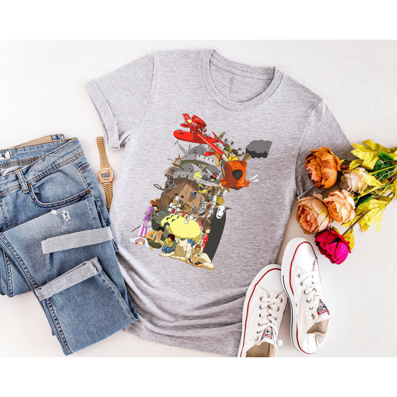 Studio Ghibli Shirt, Howls Moving Castle, Hayao Miyazaki Anime shirt, Spirited Away, Calcifer, My neighbor Totoro, No Face Kaonashi Hoodie - 2.jpg