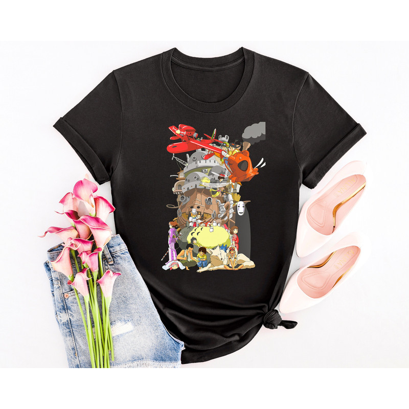 Studio Ghibli Shirt, Howls Moving Castle, Hayao Miyazaki Anime shirt, Spirited Away, Calcifer, My neighbor Totoro, No Face Kaonashi Hoodie - 5.jpg