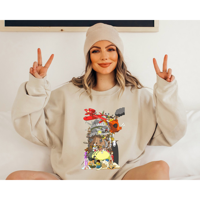 Studio Ghibli Shirt, Howls Moving Castle, Hayao Miyazaki Anime shirt, Spirited Away, Calcifer, My neighbor Totoro, No Face Kaonashi Hoodie - 7.jpg
