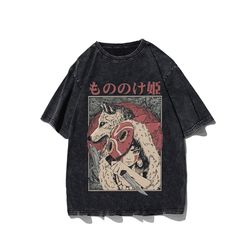 vintage princess mononoke washed acid shirt, mononoke y2k t shirt, studio ghibli anime sweatshirt, s