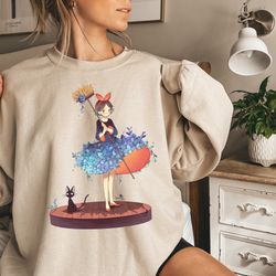 vintage studio ghibli y2k shirt, spirited away acid wash t shirt, kiki ghibli anime sweatshirt, prin