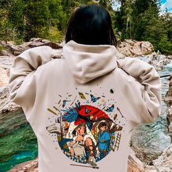 vintage studio ghibli, princess mononoke, anime shirt, howls moving castle, calcifer, spirited away,