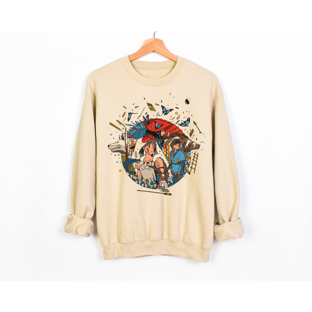 Vintage Studio Ghibli, Princess Mononoke, Anime shirt, Howls Moving Castle, Calcifer, Spirited Away, Ghibli Shirt Sweatshirt, Hayao Miyazaki - 5.jpg
