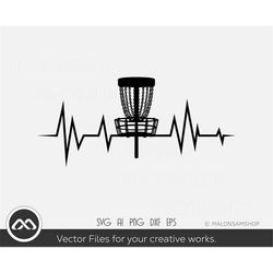 disc golf svg heartbeat - disc golf svg, disc golf, golf svg, disc golf cricut, frisbee svg, dxf, png