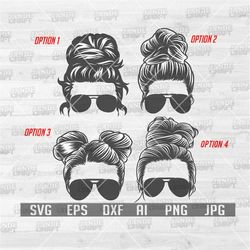 4 messy bun hair svgs | messy hair svg | bundle svg | messy hair style svg | bun hair svg | bun hair mom svg | bun hair