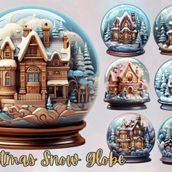 Christmas snow globes, PNG clipart, sublimation, clipart, Christmas, House snow globes, PNG, sublimation clipart,
