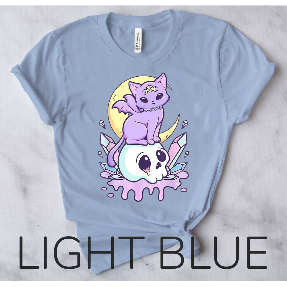 Kawaii Pastel Goth Cute Creepy Witchy Cat Skull Vaporwave Aesthetic T-Shirt3.jpg