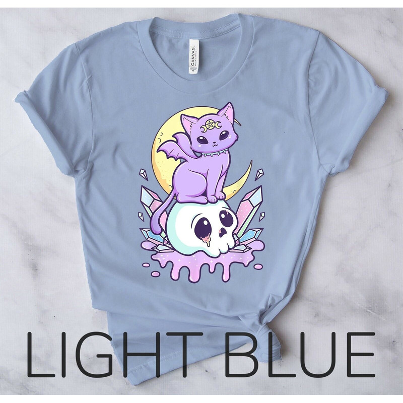 Kawaii Pastel Goth Cute Creepy Witchy Cat Skull Vaporwave Aesthetic T-Shirt3.jpg