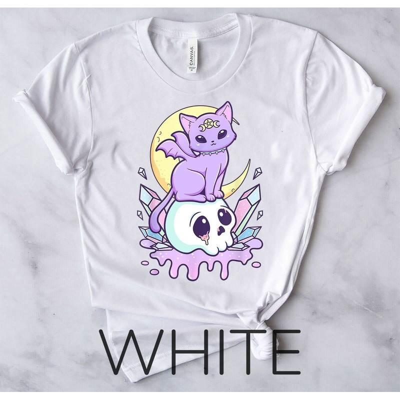 Kawaii Pastel Goth Cute Creepy Witchy Cat Skull Vaporwave Aesthetic T-Shirt7.jpg