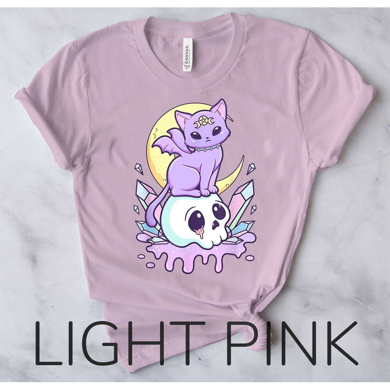 Kawaii Pastel Goth Cute Creepy Witchy Cat Skull Vaporwave Aesthetic T-Shirt8.jpg