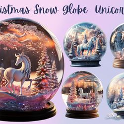 Christmas Snow Globe Unicorn PNG clipart,Christmas decorations, holiday crafts, fantasy, holiday