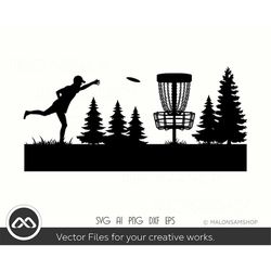 disc golf svg landscape trees- disc golf svg, disc golf, golf svg, disc golf cricut, frisbee svg, dxf, png
