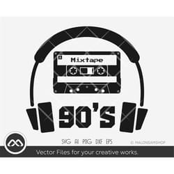 cassette svg mixtape 90's - cassette tape svg, music svg, cassette tape, dxf, png, cut file
