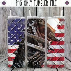 American Flag, Patriotic, Metal Tools, Toolbox PNG Sublimation Skinny Tumbler Wrap | Dad, Stepdad Gift, Father's Day PNG