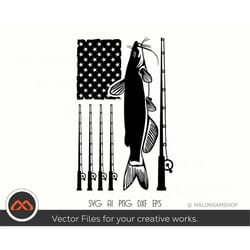 catfish svg american flag - fishing svg, fish svg, catfish svg, fisherman svg, fishing png for fish lovers